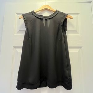 J. Crew drapey ruffle-trim top with tied back-of-neck closure. Black, Sz 2